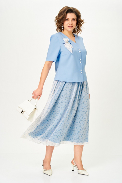 Жакет, юбка Aira Style 24142 голубой - фото 3