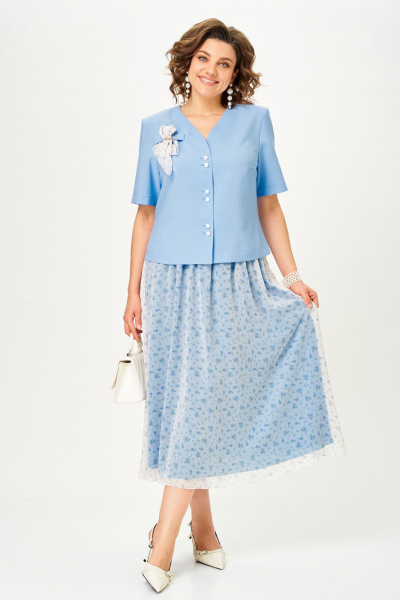 Жакет, юбка Aira Style 24142 голубой - фото 1