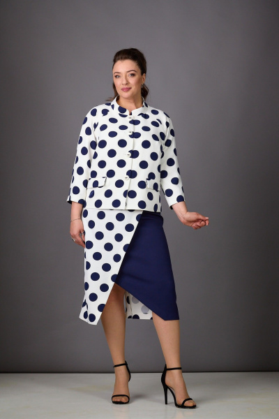 Жакет, юбка Rosheli 1178/2 молочный/темно-синий - фото 7