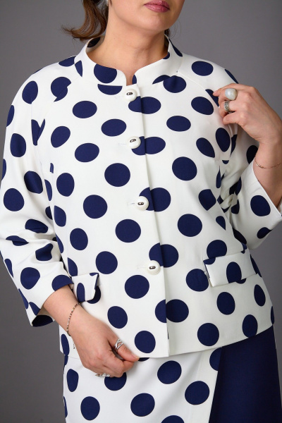 Жакет, юбка Rosheli 1178/2 молочный/темно-синий - фото 3