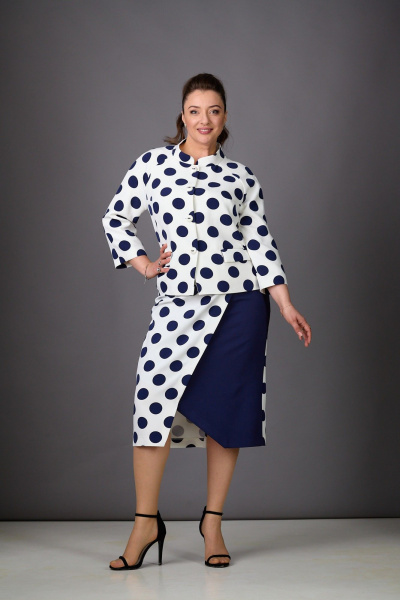 Жакет, юбка Rosheli 1178/2 молочный/темно-синий - фото 2