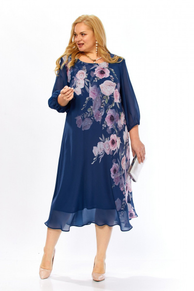 Платье Элль-стиль 2278 джинс_цветочный_принт - фото 17