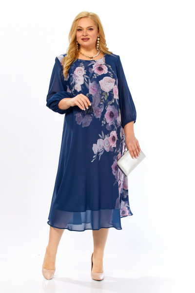 Платье Элль-стиль 2278 джинс_цветочный_принт - фото 14