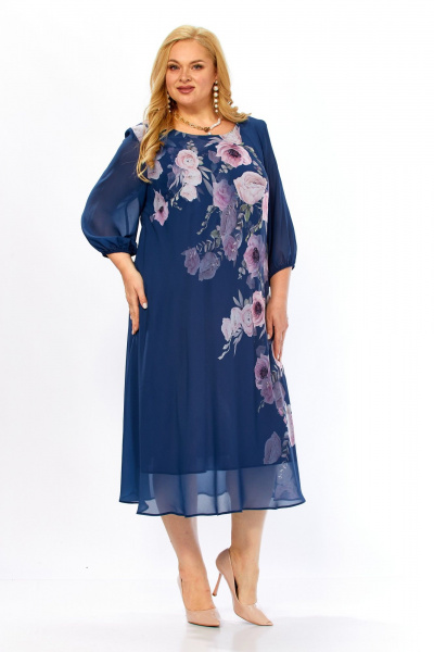 Платье Элль-стиль 2278 джинс_цветочный_принт - фото 11