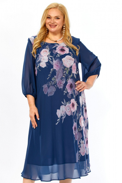 Платье Элль-стиль 2278 джинс_цветочный_принт - фото 7
