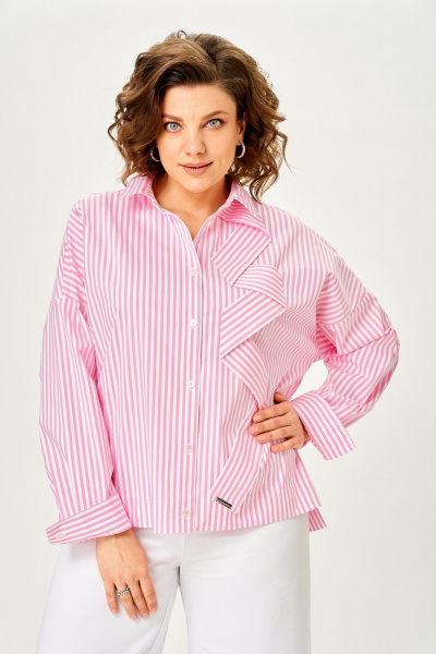 Блуза Michel chic 798 полоска_розовая - фото 6