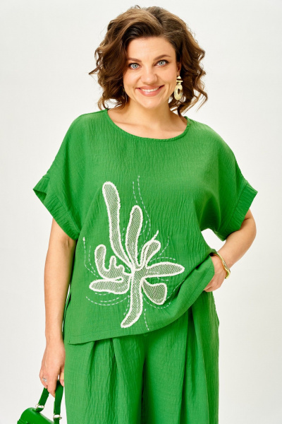 Блуза, брюки Michel chic 1451 весенняя_зелень - фото 6