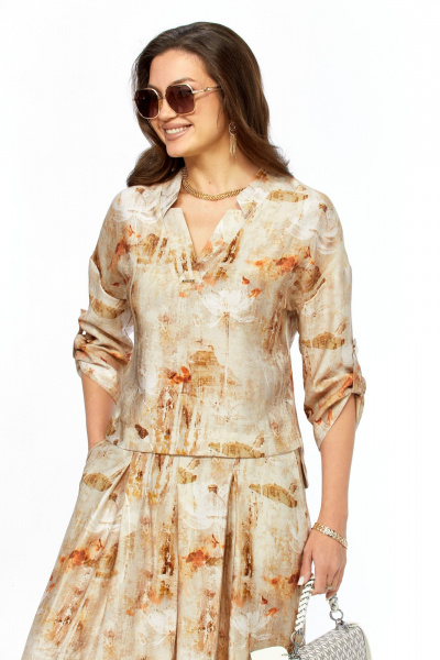 Жакет, кюлоты Taita plus 2535/3 абстракция_бежевый - фото 10