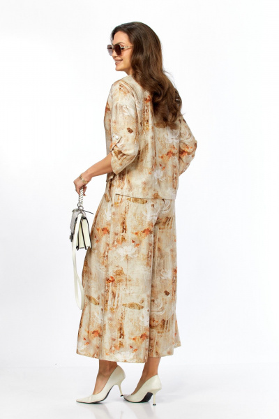 Жакет, кюлоты Taita plus 2535/3 абстракция_бежевый - фото 9