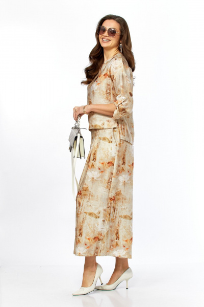 Жакет, кюлоты Taita plus 2535/3 абстракция_бежевый - фото 8