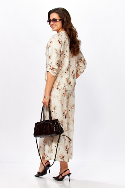 Жакет, кюлоты Taita plus 2535/1 абстракция_молоко - фото 10