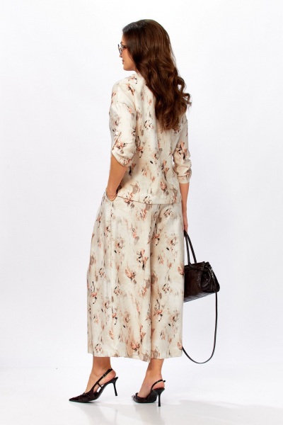 Жакет, кюлоты Taita plus 2535/1 абстракция_молоко - фото 9