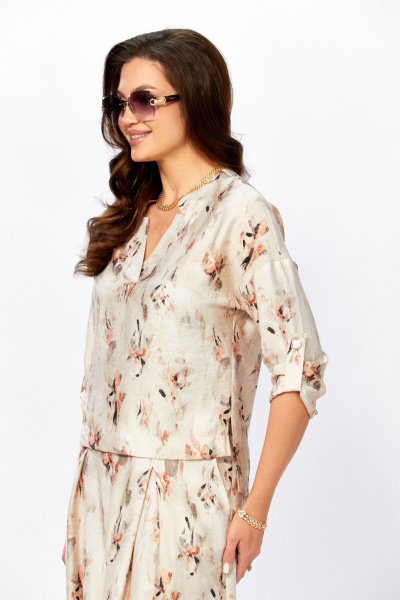 Жакет, кюлоты Taita plus 2535/1 абстракция_молоко - фото 7