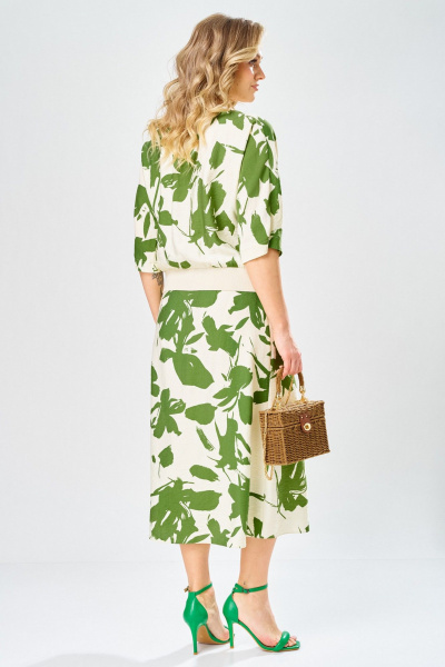 Блуза, юбка Твой имидж 2386 молочный_зеленый_принт - фото 2