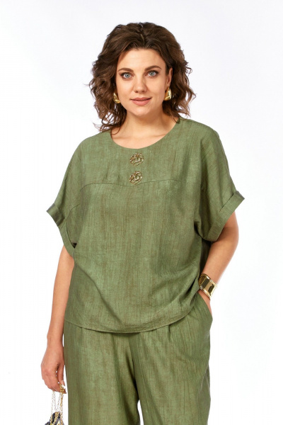 Брюки, топ Grace for you 272 олива - фото 4