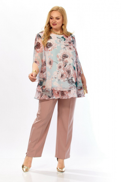 Блуза, брюки Элль-стиль 2213/15 капучино - фото 13