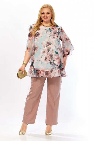 Блуза, брюки Элль-стиль 2213/15 капучино - фото 9