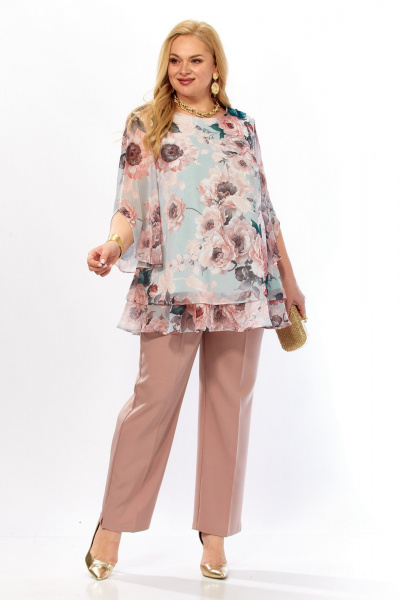 Блуза, брюки Элль-стиль 2213/15 капучино - фото 7