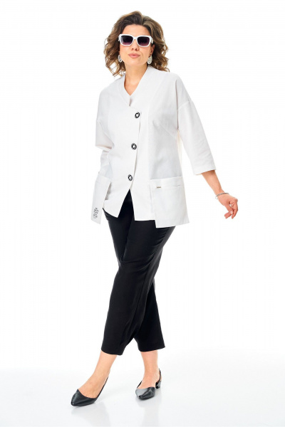 Брюки, жакет Anastasia 1345 бело-черный - фото 8