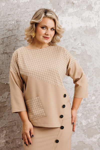 Блуза, юбка Anastasia 1312 бежевый - фото 7