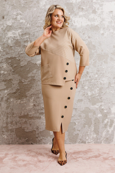 Блуза, юбка Anastasia 1312 бежевый - фото 4