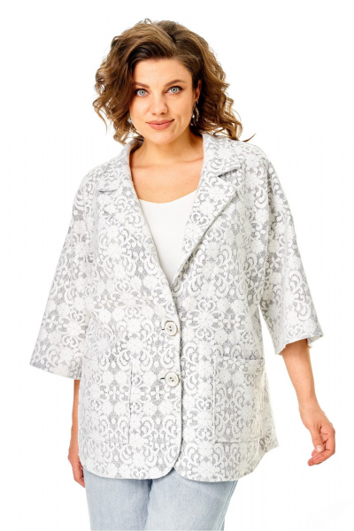 Жакет Anastasia 1355 серо-белый - фото 11