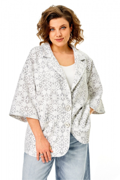 Жакет Anastasia 1355 серо-белый - фото 10