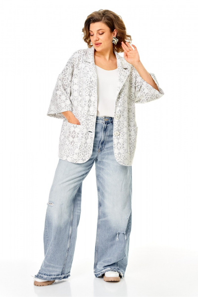 Жакет Anastasia 1355 серо-белый - фото 8