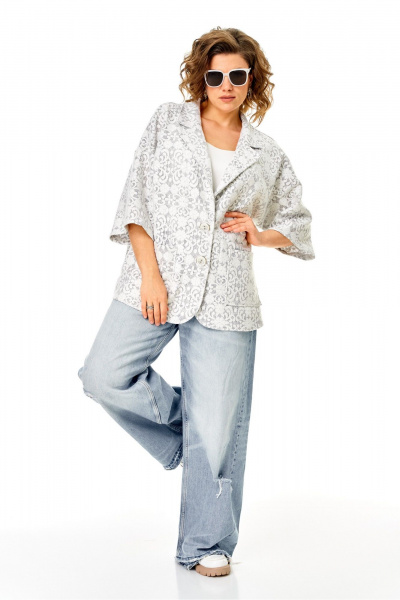 Жакет Anastasia 1355 серо-белый - фото 6