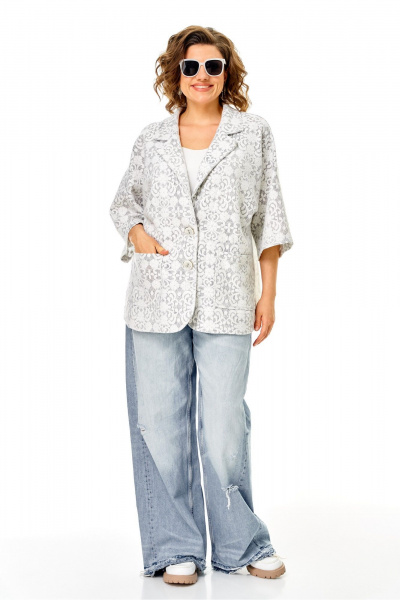 Жакет Anastasia 1355 серо-белый - фото 5