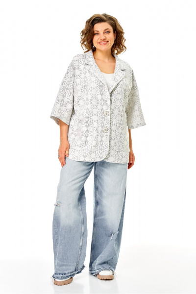 Жакет Anastasia 1355 серо-белый - фото 1