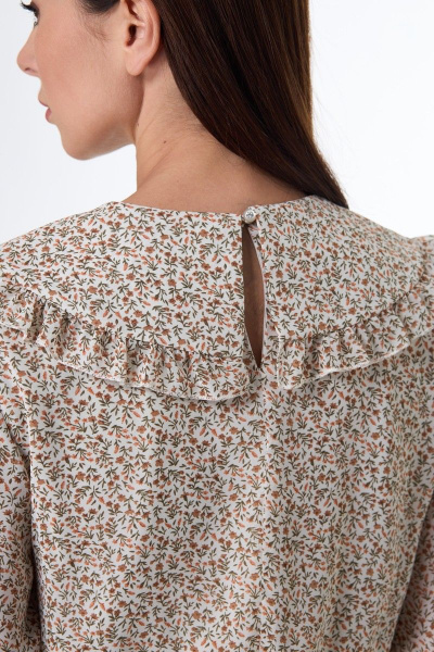 Платье свободное из шифона с увеличенным воротником Anelli 1027 бежевый - фото 5