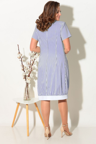 Платье-халат из хлопка с карманами и воротником-стойкой Fortuna ШЖ 342 синий - фото 2