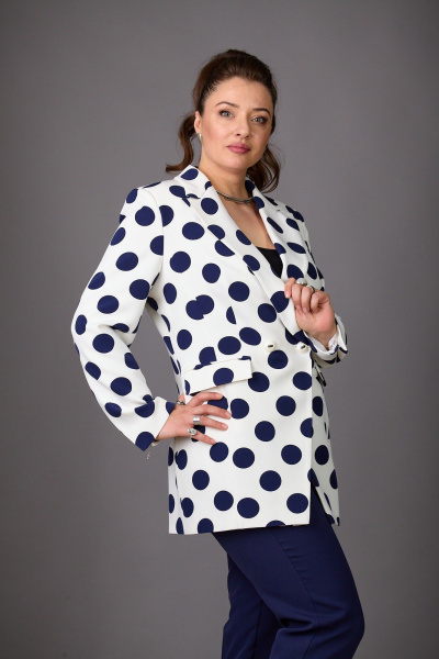 Брюки, жакет Rosheli 1184 молочный/темно-синий - фото 3