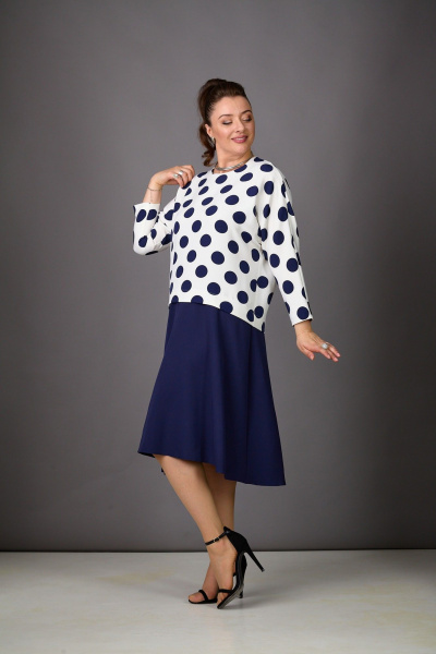 Платье Rosheli 1182/1 молочный/темно-синий - фото 2