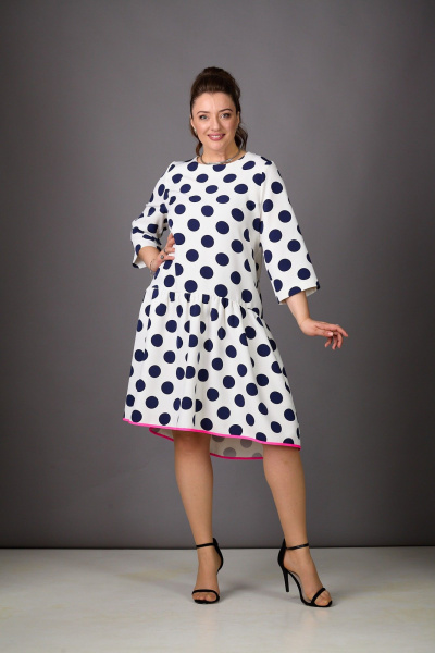 Платье Rosheli 1183/1 молочный/темно-синий - фото 6