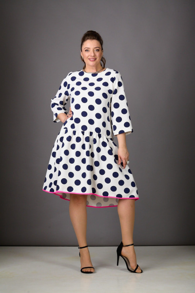 Платье Rosheli 1183/1 молочный/темно-синий - фото 1