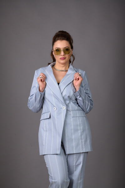 Брюки, жакет Rosheli 1185 серо-голубой - фото 3