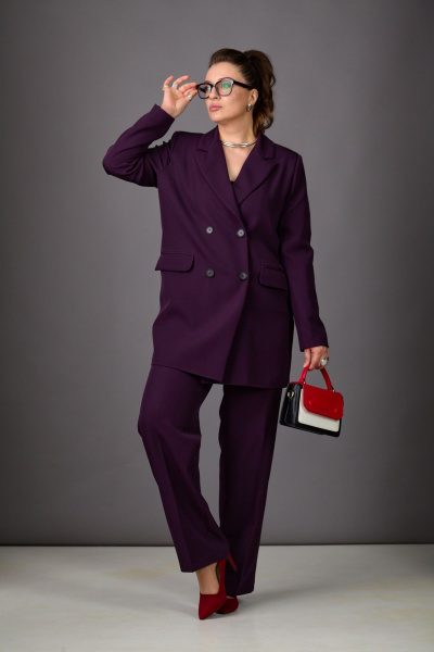 Брюки, жакет Rosheli 1187 баклажан - фото 2