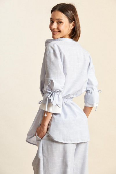 Блуза Rivoli 2479 бело-голубой - фото 6