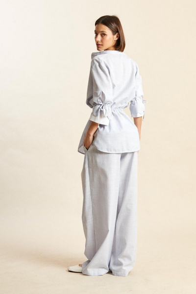 Блуза Rivoli 2479 бело-голубой - фото 3