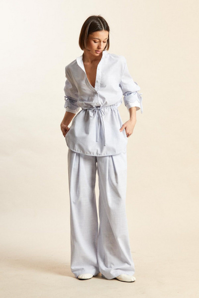 Блуза Rivoli 2479 бело-голубой - фото 2