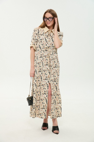 Платье NikVa 985-4 песочный_мультиколор - фото 9