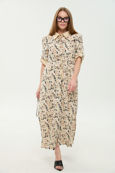 Платье NikVa 985-4 песочный_мультиколор - фото 6