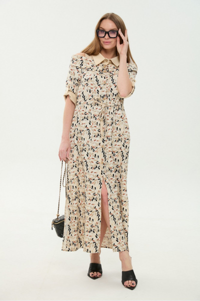 Платье NikVa 985-4 песочный_мультиколор - фото 5