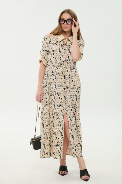 Платье NikVa 985-4 песочный_мультиколор - фото 2