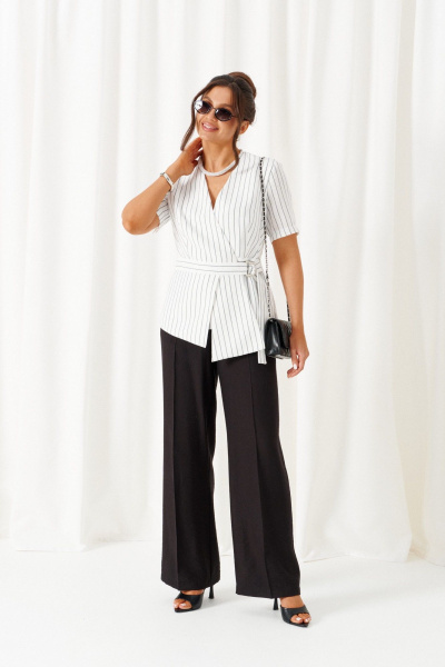 Брюки, жакет Beautiful&Free 6444 бело-черный - фото 4