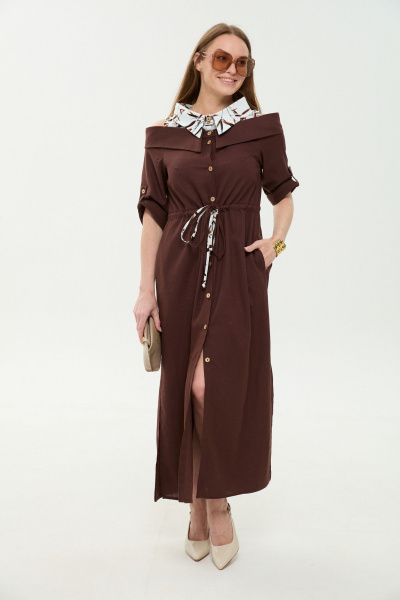 Платье NikVa 985-3 шоколад - фото 3