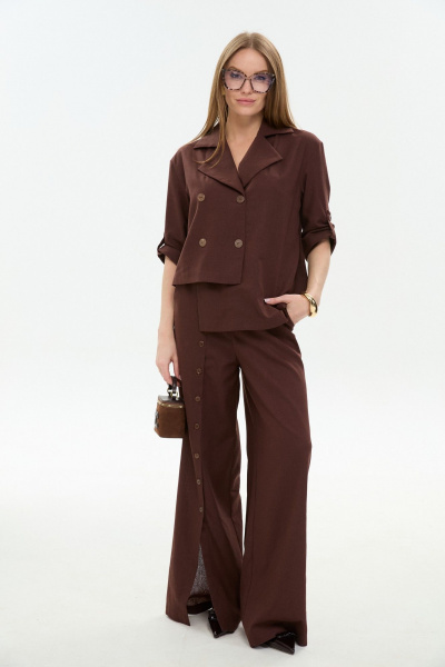Брюки, жакет NikVa 979-6 шоколад - фото 1