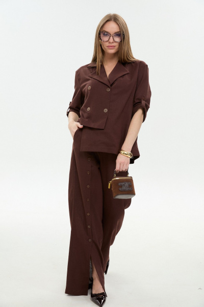 Брюки, жакет NikVa 979-6 шоколад - фото 3